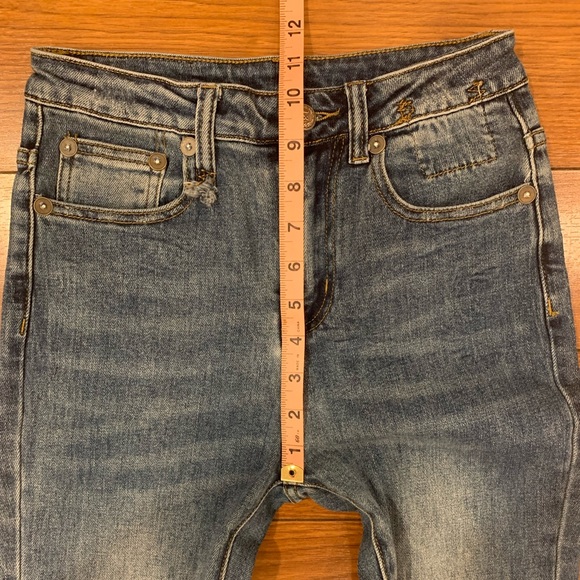 R13 Distressed Hem High Waist Crop Denim Jeans - Picture 8 of 15